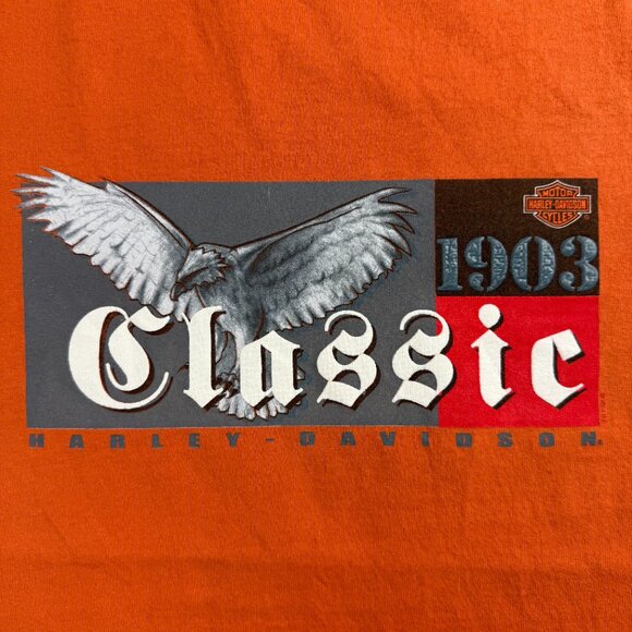 Vintage Harley Davidson T Shirt Mens Large Orange Eagle Catania Italia USA Y2K 1 - Picture 5 of 10